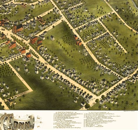 Danbury, Connecticut in 1875 - Bird's Eye View, Map, Aerial, Panorama ...