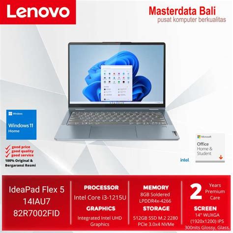 Jual Laptop Lenovo Ideapad Flex 5 14iau7 82r7002cid Core I3 1215u 8gb