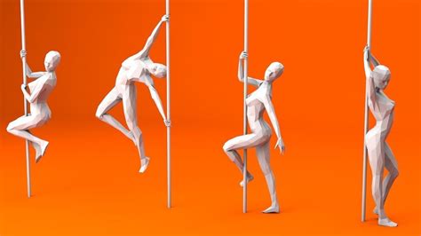 3d Model 6 Pole Dancers And 1 Dancing Couple Minimalist Vr Ar Low Poly Cgtrader