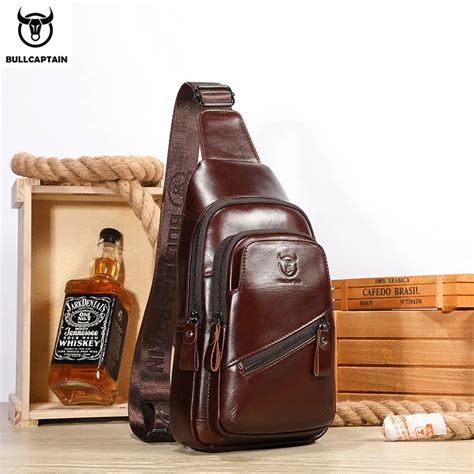 BULLCAPTAIN Brand Men S Handbags Fashion Chest Bag 100 Genuine Leather