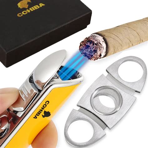 Cohiba Jet Flame Cigar Lighter Punch Cigar Lighter Cutter Set Cigar