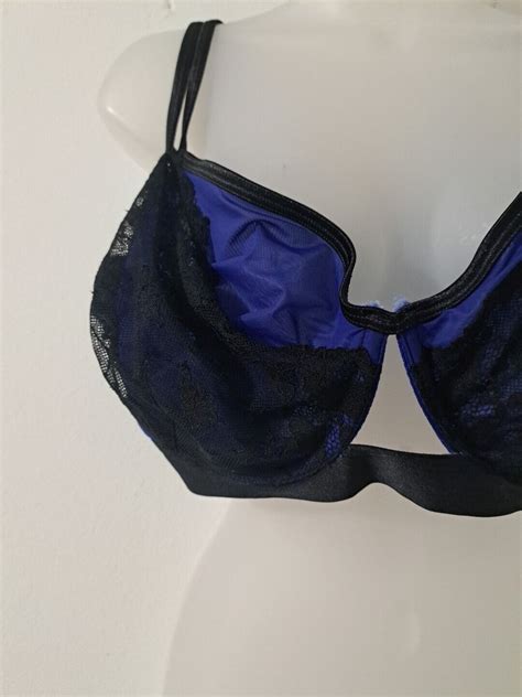 Cacique Black Lace Blue Balconette Bra Size Dd Gem