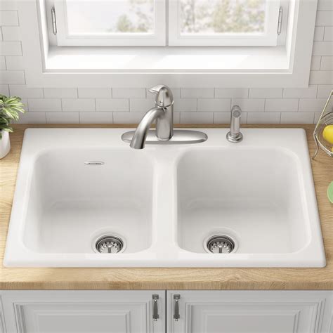 White Porcelain Kitchen Sink With Drainboard Home Alqu