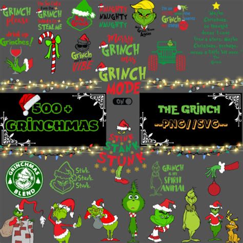 Grinch Face SVG Bundle, Grinch PNG Bundle, Cricut, Christmas Svg, My ...