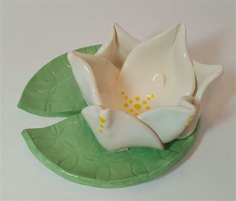 Lotus Flower Candle Holder Tealight Candle Ceramic Ring Etsy