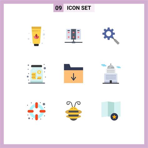 Universal Icon Symbols Group Of 9 Modern Flat Colors Of Administration