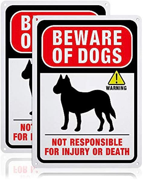 2pc 2 Pack Beware Of Dogs Sign No Responsible For Injury Or Death