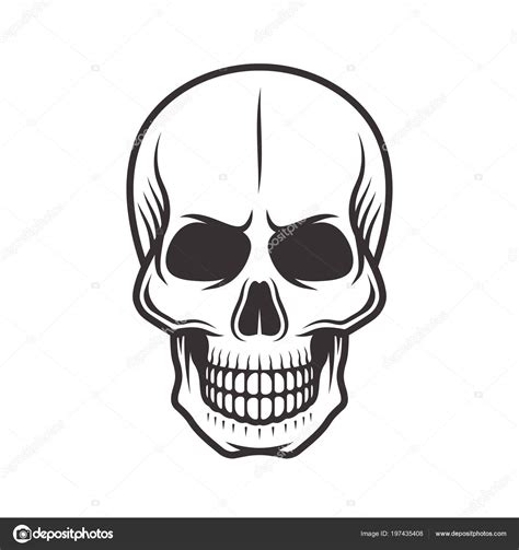 Human Skull Monochrome Style Vector Illustration Stock Vector Image By