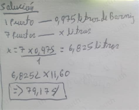 Solved 1 Un Carpintero Utiliza 0 975 Litros De Barniz Para Barnizar