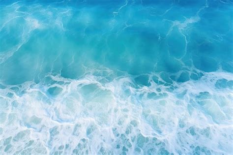 Aerial View To Ocean Waves Blue Water Background Premium Ai Generated