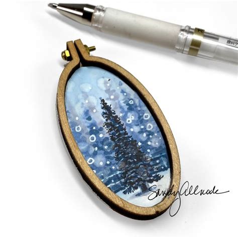 Tiny Snowy Forest Ornament Sandy Allnock Fine Art