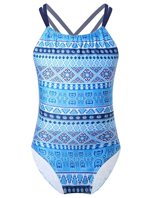 Iefiel Girls One Piece Spaghetti Shoulder Straps Bohemian Beach