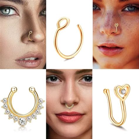 Dropship Fake Nose Rings For Women Men Stainless Spring Clip On Nose