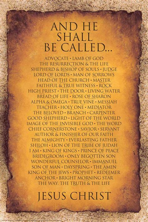 Names Of Christ Poster 24x36 Inspiration Art