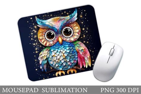 Shimmer Winter Owl Mouse Pad Sublimation Graphic By Shishkovaiv