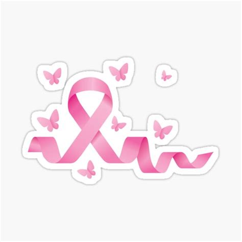 Breast Cancer Awareness Pink Ribbon Butterflies Sticker For Sale By