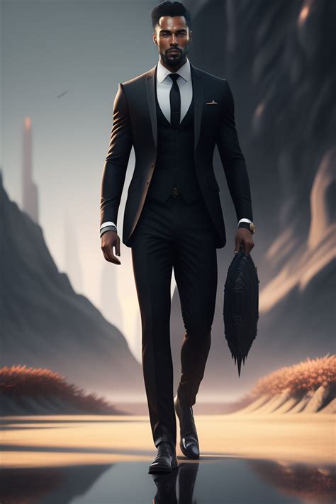 Lexica Man With A Black Suit Highly Detailed Illustration Fantasy