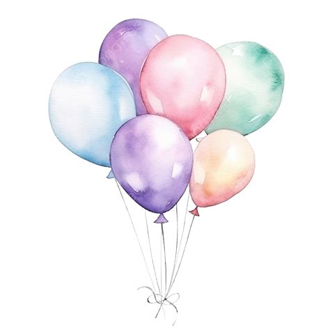 Cute Sweet Pastel Balloons Bunch Watercolour Pink Cream Balloon Png