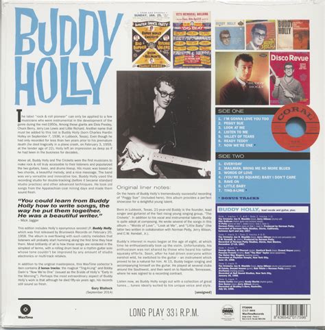 Buddy Holly LP: Buddy Holly - Second Album (LP, 180g Vinyl, Ltd ...