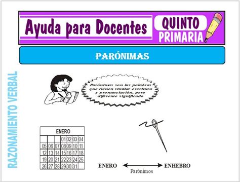 Palabras Parónimas Para Quinto De Primaria Ayuda Para Docentes