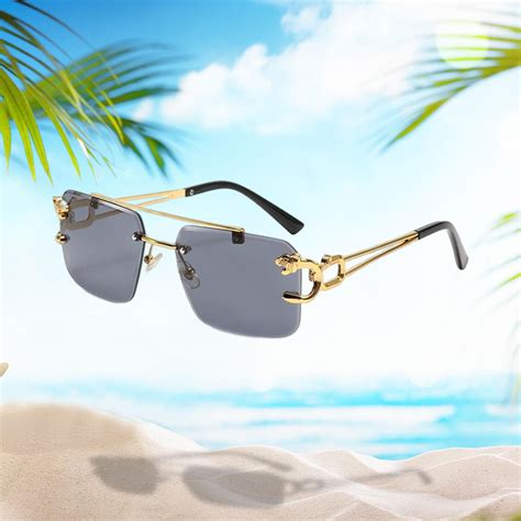 Rectangle Frameless Glasses Rimless Sunglasses Eye Glasses Protection Modern Polarized