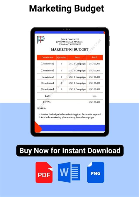 Marketing Budget Printable Template in PDF and Word