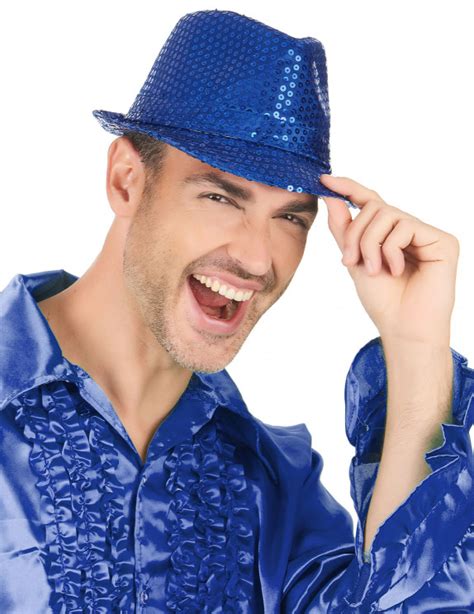 Chapeau borsalino à sequins bleu foncé adulte Deguise toi achat de