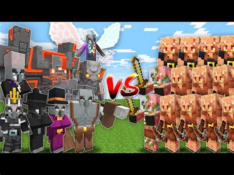 Illager Bosses Vs Massive Piglin Army Minecraft Mob Battle Vs NEW The