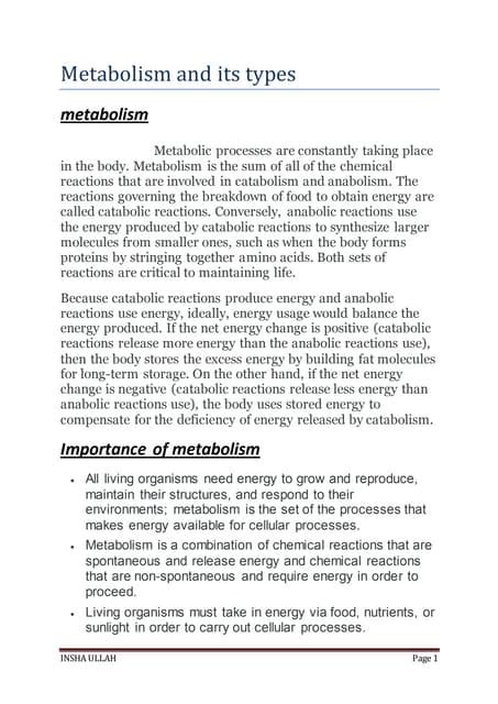 Metabolism and its types | PDF