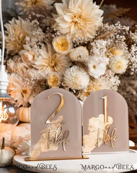 Acrylic Arch Beige Table Numbers Clear Acrylic And Gold Table Numbers