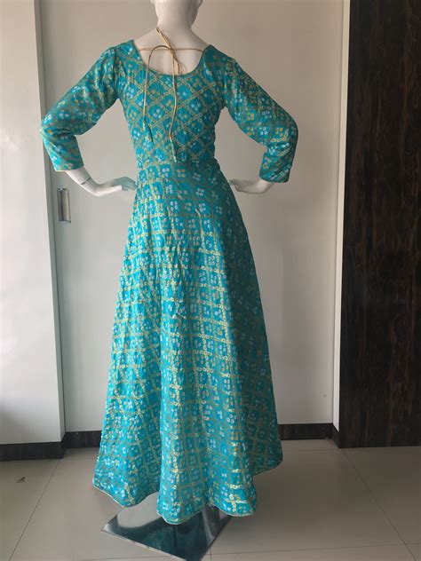 Banarsi Silk Ethnic Designer Bandhani Bandhej Gown Dress Party Etsy