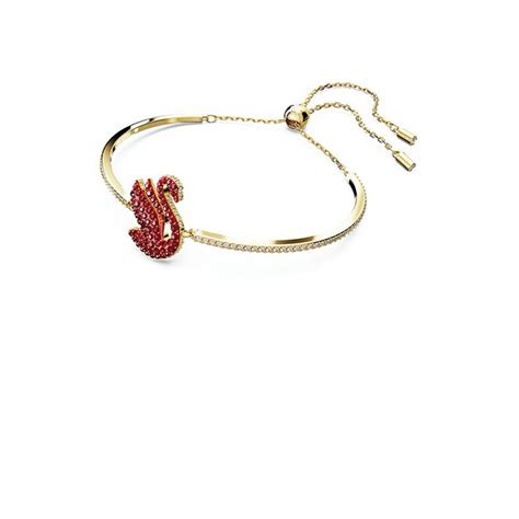 Shop Swarovski Iconic Swan Bangle Swan Red Gold Tone Plated 5649774 For