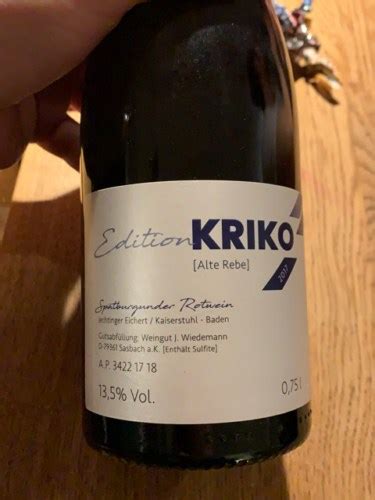 Weingut Wiedemann Edition Kriko Alte Rebe Sp Tburgunder Vivino