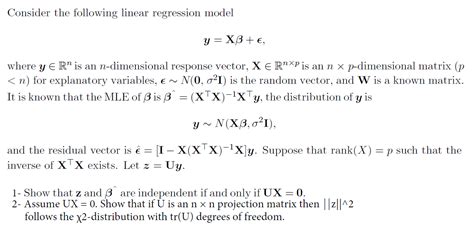 Consider The Following Linear Regression Model Y