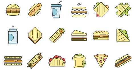 Sandwich Bar Icons Set Vector Color Line 38936303 Vector Art At Vecteezy