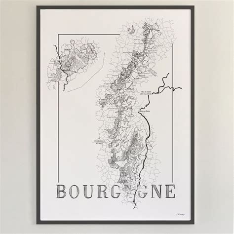 Wine map - Bourgogne (black & white) - Le Club des Vins - International