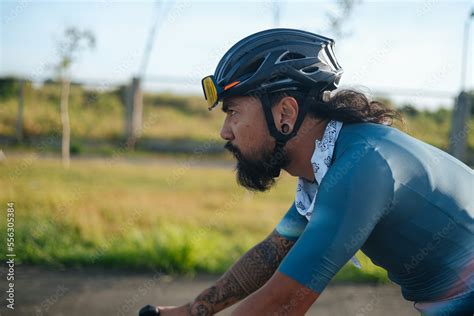 A Bearded Cyclist Riding His Gravel Bike Stock Photo Adobe Stock