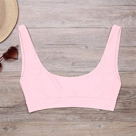 Solid Push Up Vest Style Bikini Wire Free Not Padded Women Top Color Great Choose For Sing