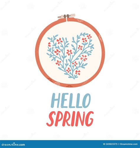 Hello Spring Hand Drawn Vector Illustration Lettering Spring Season