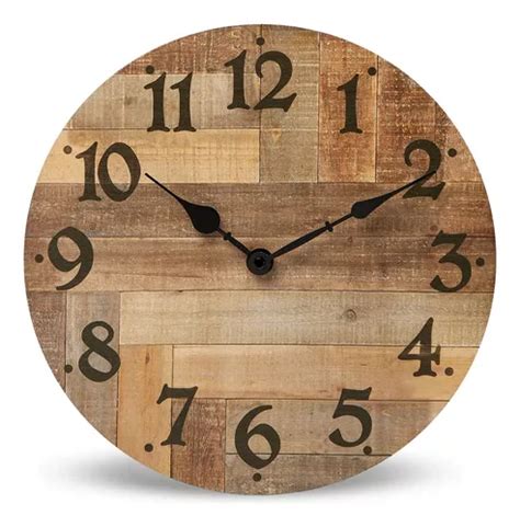 Reloj Pared R Stico Funciona Pilas Silencioso Madera Mdf Meses Sin