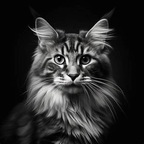 Un Lindo Y Adorable Gato Maine Coon Gato De Pura Raza Foto En Blanco