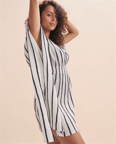 Cover Me Striped Caftan White And Navy Stripes Bikini Village