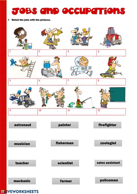 The Worksheet For Jobs And Occupations