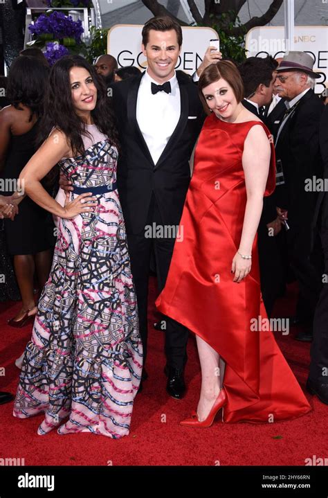 lena dunham arriving    annual golden globe awards held