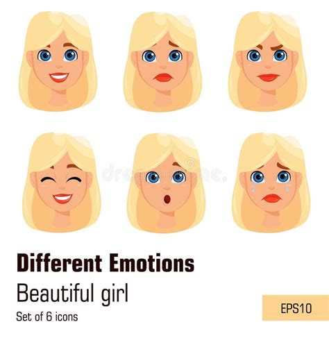 Blonde Woman With Different Face Expressions Young Attractive L Stock