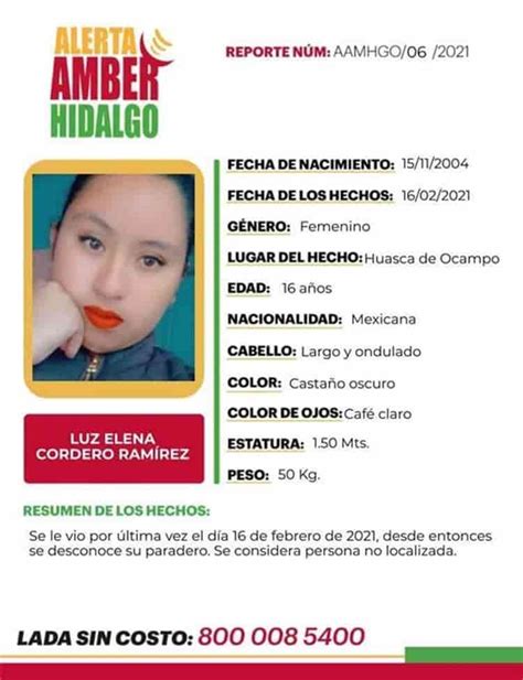 Encienden Alerta Amber Para Luz Elena Desaparecida En Hidalgo La