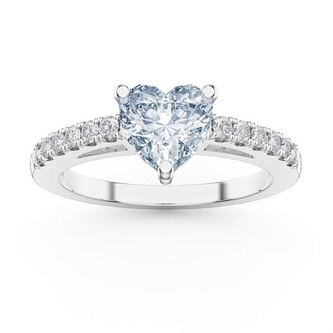 Unity 1ct Heart Aquamarine Moissanite Pave 9ct White Gold Proposal Ring