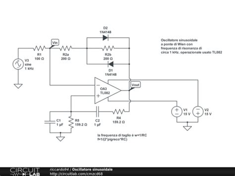 Oscillatore Sinusoidale Circuitlab