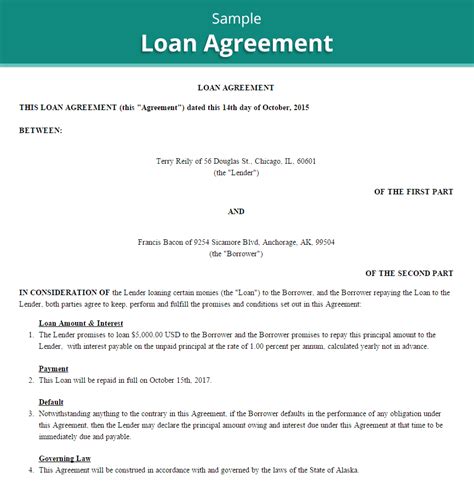 20 Loan Agreement Templates Word Excel PDF Formats