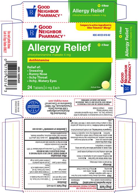 Order Chlorpheniramine Maleate Allergy Relief 4 Mg1 Tablet Online